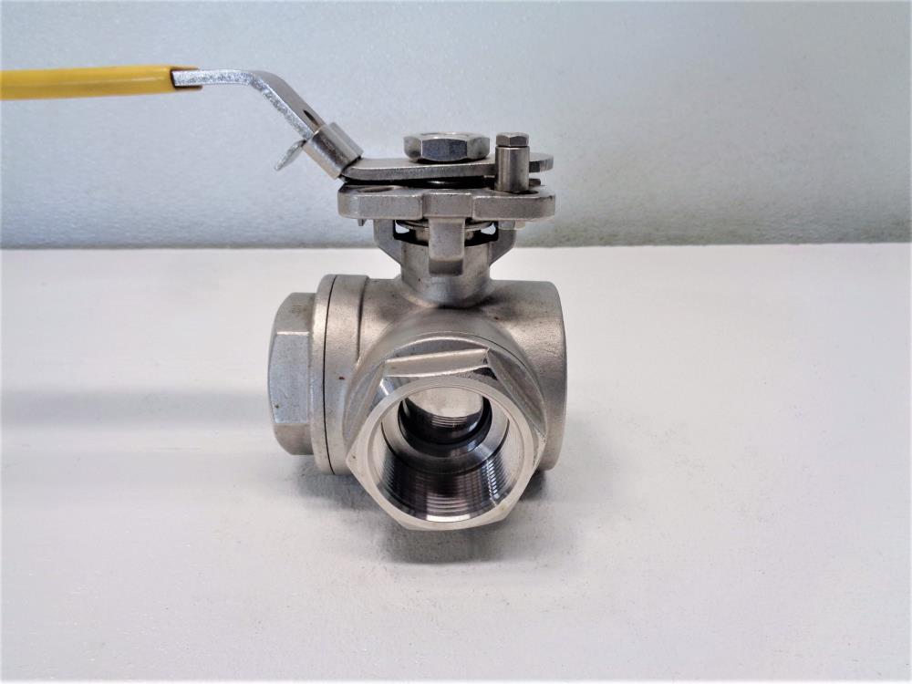 Sharpe 1-1/2" NPT 3-Way Ball Valve, Stainless Steel, Series 76